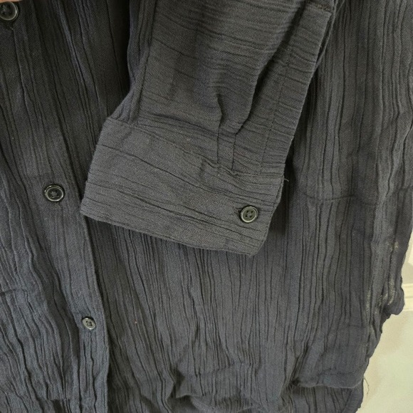 prAna Womens Foundation Shirt Dress Black Crinkle Gauze Boho Casual M - Picture 5 of 8